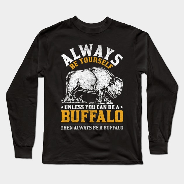 Bison Retro Wildlife Buffalo Long Sleeve T-Shirt by shirtsyoulike